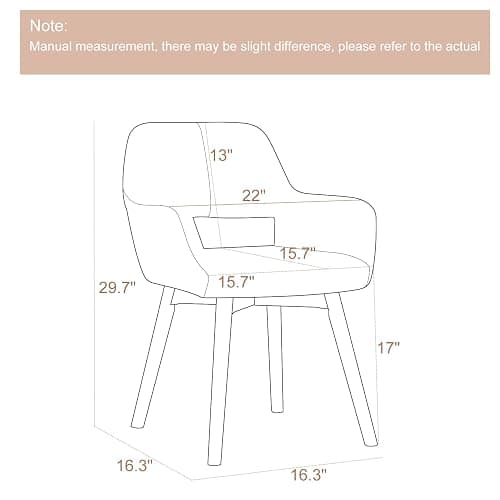 YEEFY Desk Chair No Wheels Vanity Chair Makeup Chair Comfy Accent Chair for Living Dining Room Bedroom Home Office Mid Century Modern Upholstered Armchair Sofa with Wood Legs (Wool White, 1) thumbnail 2