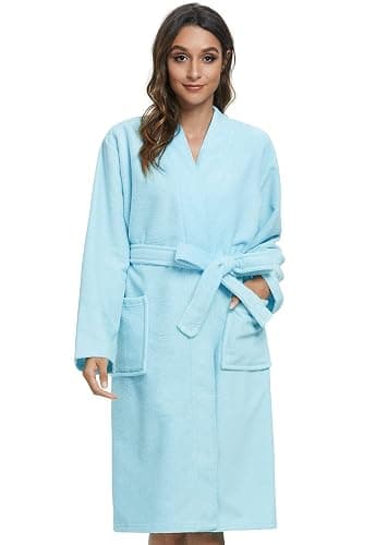 Orrpally Women Kimono Robes Lightweight Terry Cloth Bathrobe Knee Length Bath Robe - Image 1