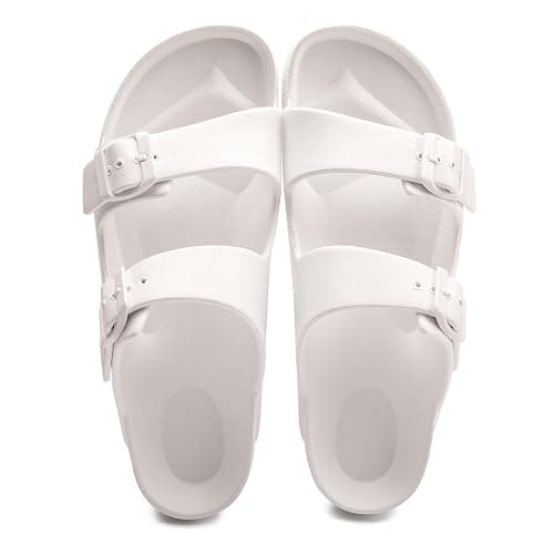 FUNKYMONKEY Women's Comfort Slides Double Buckle Adjustable EVA Flat Sandals thumbnail 7