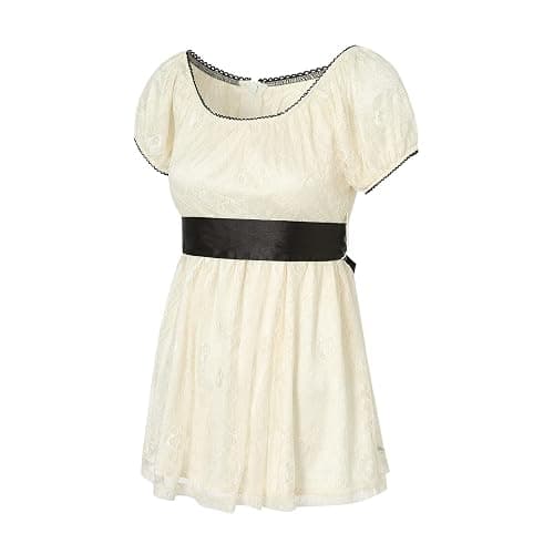 Women Fairy Grunge Tops Short Sleeve Floral Lace Babydoll Tops E Girls Aesthetic Cottage Core Clothes thumbnail 3