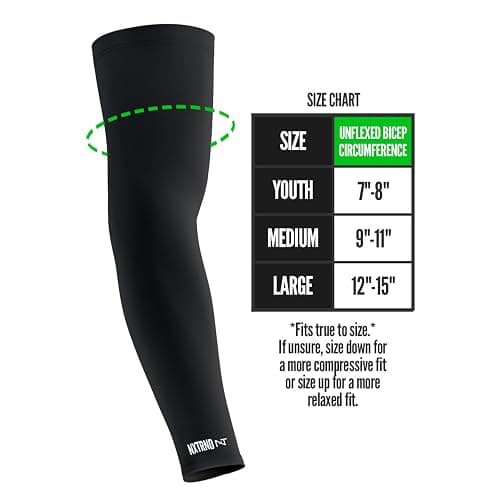 1 Pair Nxtrnd Compression Arm Sleeves for Men, Breathable Football, Basketball, Baseball Accessory, Adult & Kids thumbnail 2