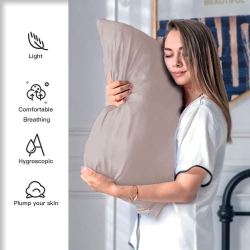 Mulberry Silk Pillowcase for Hair and Skin Standard Size 20"X 26" Pillow Case with Hidden Zipper Soft Breathable Smooth Cooling Silk Pillow Covers for Sleeping (Lotus Root Pink,Standard,1Pcs) thumbnail 3