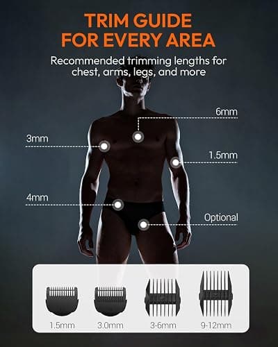 MANSPOT Manscape Groin & Body Hair Trimmer for Men, Electric Ball Pubic Trimmer Shaver,Manscape Kit with 4 Guard,Replaceable Ceramic Blade Heads,Waterproof Wet/Dry Shaver,90 Minutes Shaving thumbnail 6