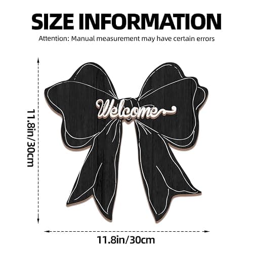 Black Bow Decor Hanging Sign Cute Coquette Bow Decoration Double-sidedWooden Bowknot Welcome Door Sign for Preppy Room Wall Home Bedroom Fall Halloween Indoor Outdoor Porch thumbnail 3