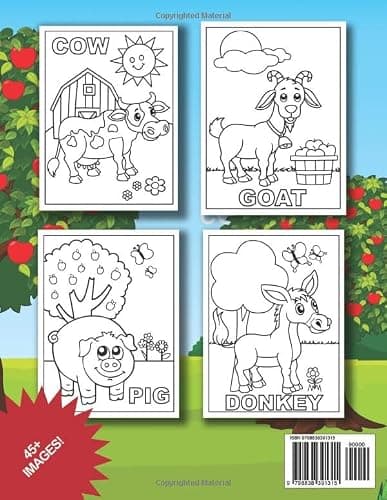 Farm Animals Coloring Book for Toddlers: For Kids Ages 2-4 / 45+ Simple, Fun and Easy Designs / Cute Cows, Horses, Chickens, Pigs and More! thumbnail 2