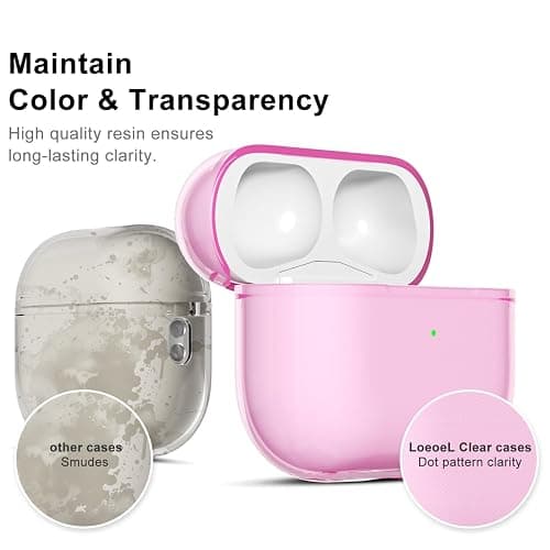 LoeoeL for Airpods Pro 3 Case Clear, Transparent Silicone Cute Girly Airpods Pro 3rd Generation Case with Keychain, Hard Shell Plastic Airpods Cover Accessories for Women Girls, Light Pink thumbnail 4