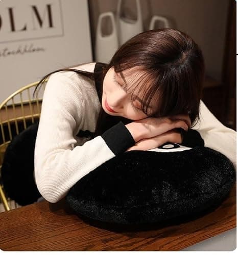 Cyprinus Carpio Emulation Black Billiards 8 Ball Stuffed Pillow, Soft Round Sleeping Cushion for Home Bed Sofa Couch Decor (1, 14 * 14 Inch) thumbnail 3