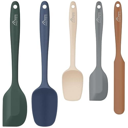 HOTEC Heat Resistant 600℉ BPA-Free Silicone Rubber Spatula Set for Baking, Cooking, and Mixing Non Stick Dishwasher Safe, Neutral Set of 5 - Image 1