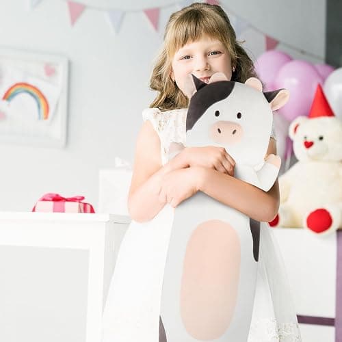 Dalmao 36 inch Milk Cow Stuffed Animal, Soft Long Cuddle Squishy Pillow, Cute Cow Print Body Pillow Plushies Toy Gift for Kids, Boys Birthday thumbnail 7