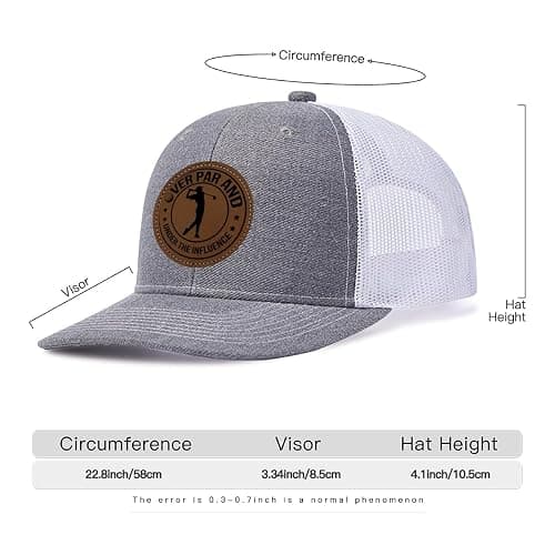 Over Par and Under The Influence Golf Hat - Funny Golf Gag Gifts for Men & Dad | Adjustable Vintage Trucker Baseball Cap thumbnail 5
