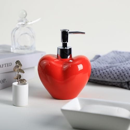 Colias Wing Heart Shaped Soap Dispenser with Plastic Pump, Refillable Lotion Soap Bottle, Lotion Bottle, Hand Soap Dispenser, Home Decoration thumbnail 2