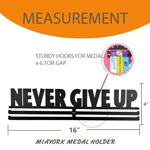 Miayork Medal Holder Display Hanger Rack Frame for Over 40 Medals-Sports Medal Hanger and Ribbon Display Holder Rack with Easy Hanging Bars thumbnail 3