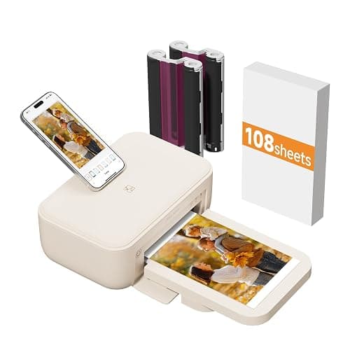 HPRT CP4100 4x6 Photo Printer with 108 Sheets & 2 Ribbons, Dye-Sublimation Printing Portable Instant Picture Printer for iPhone/Android,Full-Color Photo, Wi-Fi Connection, AR Video Printing - Image 1
