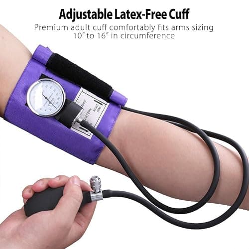 LotFancy Aneroid Sphygmomanometer with Stethoscope Kit, Universal BP Cuff (10”-16”), Adult Professional Manual Blood Pressure Monitor, Zipper Case Included, Purple thumbnail 6