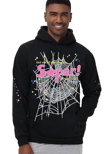 EMILYLE Y2K Spider Hoodie Cobweb Pattern Print Unisex Sweatshirt Men Women Graphic Outwear thumbnail 2