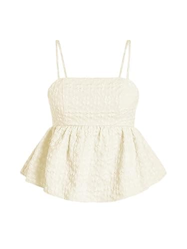 SOLY HUX Babydoll Top for Women Y2k Peplum Cami Cute Going Out Crop Tank Tops Flowy Ruffle Summer Spaghetti Strap Shirt - Image 1