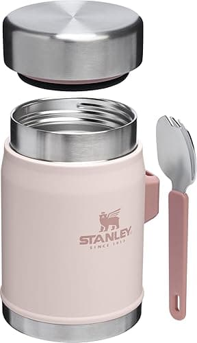 Stanley Classic Food Jar and Spork 14 oz | Vacuum Insulated Thermos Food Container | Wide Mouth Screw On Lid | Packable for Travel | Stainless Steel with Leakproof Lid | BPA-Free | Rose Quartz - Rose Quartz thumbnail 3