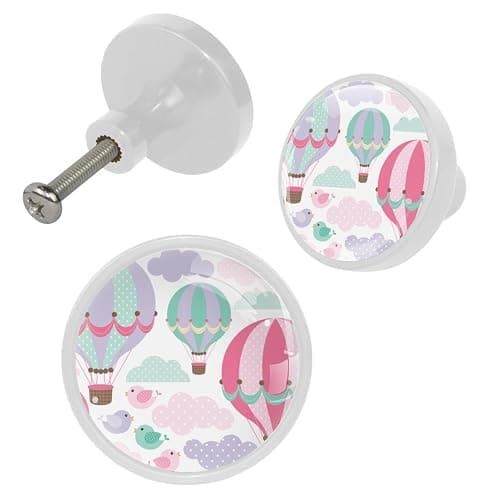 LVTISEE 4 pomelli colorati a forma di mongolfiera con motivo a mongolfiera, pomelli decorativi per cassettiera, mobili da cucina, cassetti, per casa, cucina, bagno o ufficio thumbnail 4