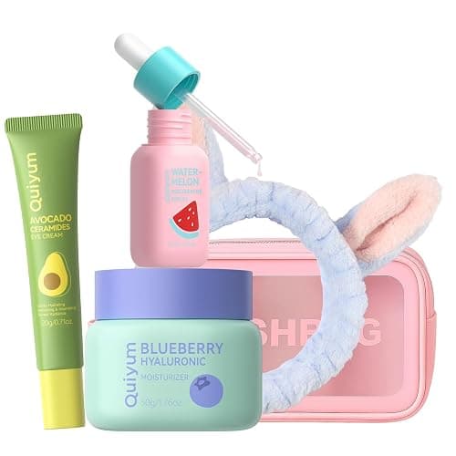 QUIYUM Fruit Skin Care Set, Beauty Gift Sets, Skincare Kit with Serum, Eye Cream, Moisturizer, Hydration, Moisturization, Radiance, Nourishment, Travel Kit for Women Wife Mother Teens Girls - Image 1