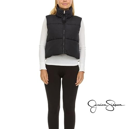 Jessica Simpson Cropped Puffer Vest Women, Sleeveless Women’s Outerwear Vests thumbnail 4