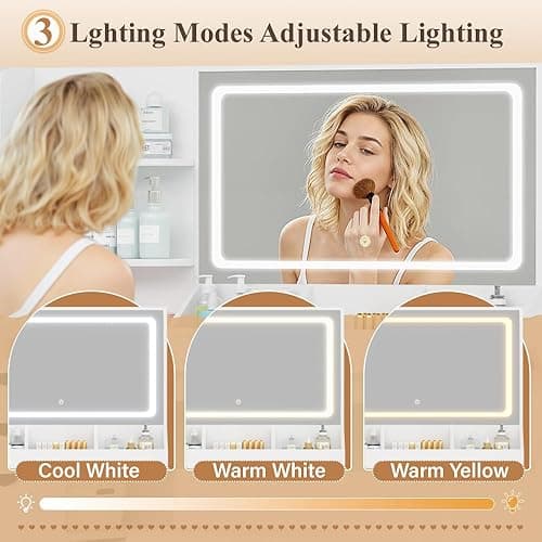 JUMMICO Makeup Vanity Desk with Mirror and Lights, L- Shaped Vanity, Modern Vanity Table with 5 Drawers & Adjustable Shelves, Power Outlet with Fast Charging, for Bedroom (White) thumbnail 7