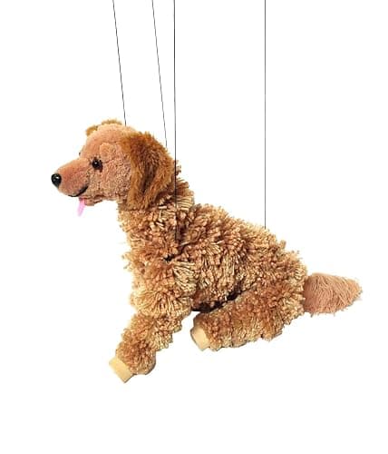 Artisan Owl Golden Retriever Marionette Puppet - Yarn Dog with Wooden Feet, Detachable Strings (Brown) thumbnail 2
