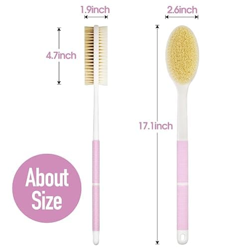 Backski Body Scrubber Anti Slip for Shower,Shower Brush Long Handle with Stiff and Soft Bristles,Body Wash Exfoliating Back Scrubber for Bath or Dry Brushing Body Brush(Pink) thumbnail 5