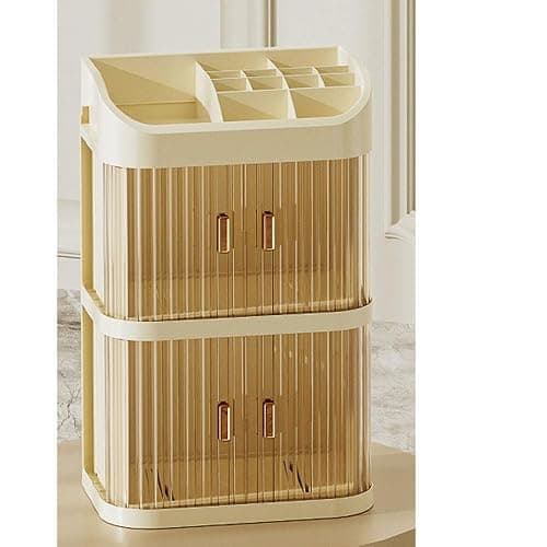 FUKWUNTO Cosmetics Storage Box Makeup Storage Organizer sliding door Desktop Storage Cabinet Dust-Proof Storage Dressing Box thumbnail 5