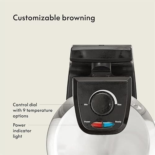 bella Classic Rotating Belgian Waffle Maker with Nonstick Plates, Removable Drip Tray, Adjustable Browning Control and Cool Touch Handles, Stainless Steel thumbnail 4