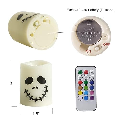 GenSwin Halloween Flameless Votive Candles Color Changing with Remote Timer | Battery Included, LED Tealight Candles for Home Halloween Decoration Gifts, 6 Pack, 1.5” x 2” thumbnail 6