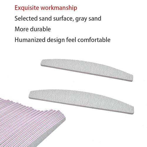 50PCS Professional Nail Files 100/180 Grit Double Sided Emery Board Nail File Acrylic Gel Natural Nail Styling Tools Pet Grooming Tools for Home and Salon Use, Washable Half-Moon Emery Boards for Nail thumbnail 7