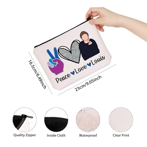 Music Fans Gift Peace Love Louis Gift for Women Zipper Pouch Makeup Bag (Peace Love Louis-UK) thumbnail 3