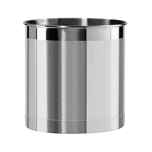 Oggi Stainless Steel Jumbo Utensil Holder - 7" Utensil Caddy, Weighted Base for Stability - Extra Large Utensil Crock and Countertop Utensil Organizer, Stainless Steel - Image 1
