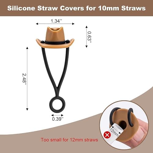 Straw Cover Cap for Stanley Cup 30 40 oz, Silicone Straw Toppers Cowboy Hat, Tumbler Cup Accessories for 10mm 0.4in Straw Cute Gifts Ornaments for Women - 6Pack with Case-Cowboy thumbnail 3