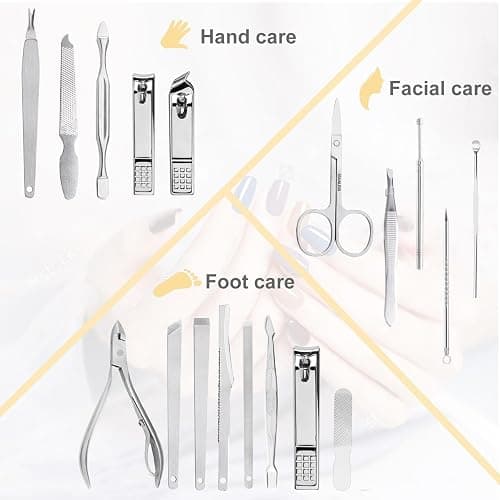 Yougai Nail Clippers set for Men and Womens Gift Manicure Set 18 Pieces Stainless Steel Manicure Kit,Nail Care Tools with Luxurious Travel Case thumbnail 2