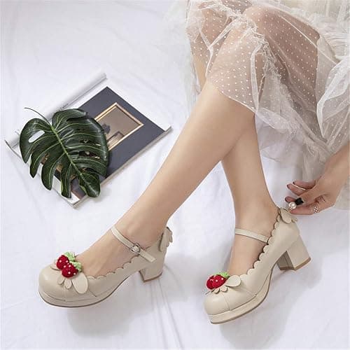 Elyffany Women's Cute Lolita Cosplay Shoes Mid Chunky Heel Mary Jane Pumps thumbnail 6