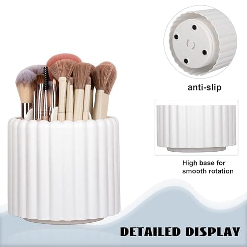 Anyoifax 360 Rotating Makeup Brush Holder 7 Slots Make Up Brush Organizer Removable Spinning Cosmetic Brushes Storage Pen Holder for Vanity, Dresser, Desk, White thumbnail 7