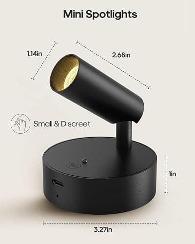 GOODEA Spotlights Indoor with Remote, 3000mAh Rechargeable Battery Plant Mini Spotlight Indoor, Wireless Uplighting with 3 Colors & Dimmable, LED Picture Light for Painting, Accent Lighting(4 Pack) thumbnail 3