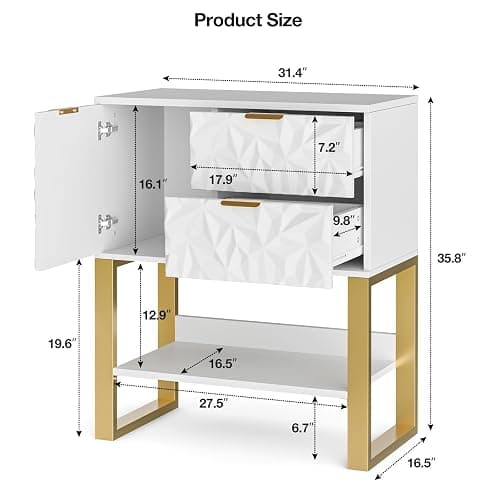 Paddie Barber Station for Hair Stylist, Wall Mount Salon Storage Cabinet with Drawers & Shelf, Makeup Organizer Beauty Spa Stylist Equipment Bathroom Dresser (White) - Whtie thumbnail 2