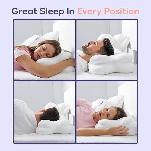 Mellow CloudAlign Memory Foam Pillow for Neck & Shoulder Support, High | Dual Height Ergonomic Cervical Pillow for Side Back & Stomach Sleepers, Contoured Orthopedic Bed Pillow with Washable Cover thumbnail 5