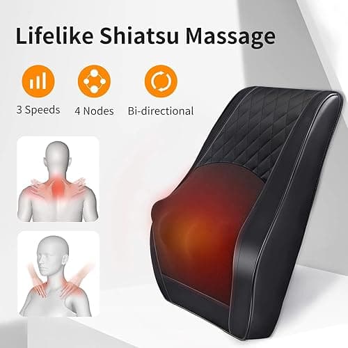 Boriwat Back Massager with Heat, 3D Kneading Massage Pillow for Back, Neck, Shoulder, Leg Pain Relief Deep Tissue, Gifts for Women Men Mom Dad thumbnail 4