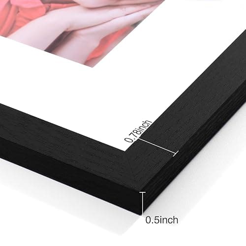 Vittanly 8x10 Picture Frames Set of 9, Shatter Resistant Plexiglass, Display 5x7 Pictures with Mat or 8x10 without Mat, Photo Frames for Wall or Tabletop, Engineered Wood, Black thumbnail 5