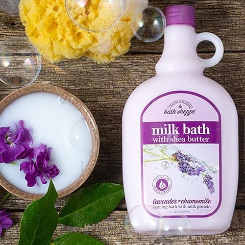 Village Naturals Bath Shoppe Moisturizing Lavender Chamomile Milk Bath - Hydrates Skin - Made with Shea Butter and Vitamin E (Pack of 2 Bottles, 28 fl oz Each) thumbnail 3