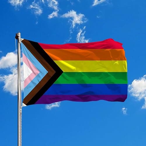 MEPLUM 3x5 FT Rainbow Progress Pride Flag Bundle for LGBTQ+ Accessories Present Celebration Parades Home Decor Party Supplies Festivals thumbnail 4