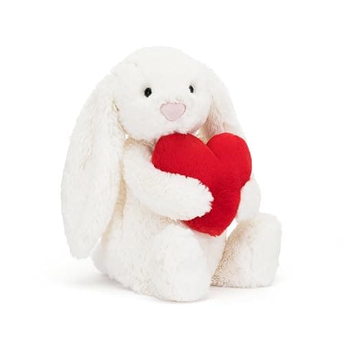 Jellycat Bashful Red Love Heart Bunny Stuffed Animal Plush Toy, Medium 12 inches - Image 1