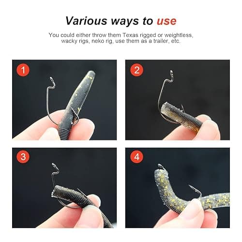 Lilureena Ned Rig Kit for Bass Fishing – 25pcs/40pcs/60pcs/133pcs Finesse Soft Plastic Worms, Stick Baits, Swimbaits Lures with Shroom Ned Jig Heads, Complete Lure Set for Freshwater Fishing thumbnail 6