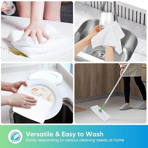 HOMEXCEL White Microfiber Cleaning Cloth, 12 Pack Premium Microfiber Towels for Cars, Lint Free, Scratch-Free, Highly Absorbent, Reusable Cleaning Rags for Car, Household, Kitchen, 11.5"X11.5" - White - 12 thumbnail 5