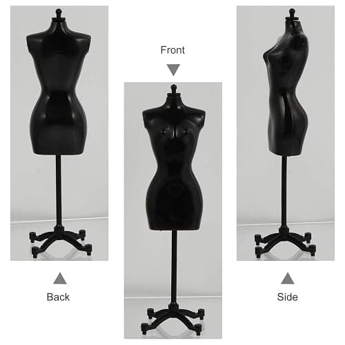6pcs Doll Dress Form: 8.26×2.16×1.57 inches Mini Mannequin Model Stand for Doll Display Holder Toy Stand Display Support White and Black thumbnail 4