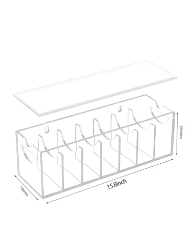 ZhiYo-Life Acrylic Belt Organizer with Dust Cover – Clear Belt Storage Box for Closet or Drawer, Belt and Tie Display Holder Case with 7 Compartments for Men and Women thumbnail 3