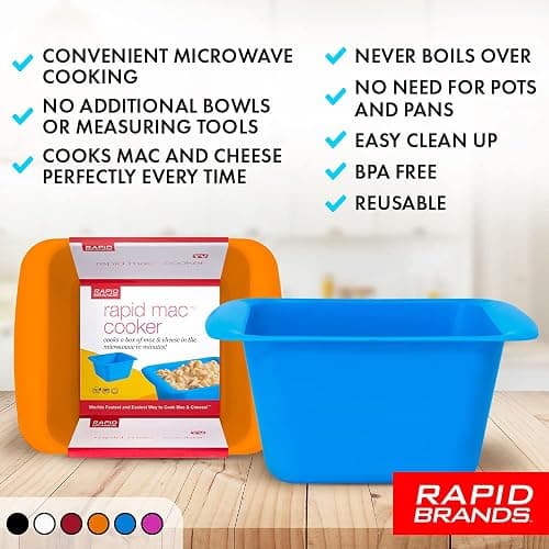Rapid Mac Cooker | Microwave Macaroni & Cheese in 5 Minutes | Perfect for Dorm, Small Kitchen or Office | Dishwasher-Safe, Microwaveable, BPA-Free (Orange, 1Pack) thumbnail 7